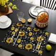 thumbnail image 4 of Farmhouse Rustic Boho Sunflower Placemats Set of 4, 12x18 Inch Vintage Floral Table Mats with Bees and Butterflies, Washable Linen Dining Decor, Yellow Country Bloom for Autumn Summer, 4 of 6