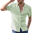 thumbnail image 1 of Men Linen Short Sleeve Shirts Summer Beach Button Top T-shirt Tee Casual Loose Blouse zhangyuxiang LED, 1 of 2