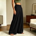 thumbnail image 6 of Qodauz Wide Leg Sweatpants Women Pleated Baggy Casual Pants Button Elastic Waisted Athletic Pant S-2XL, 6 of 7