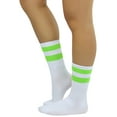 thumbnail image 3 of ToBeInStyle Women's Acrylic Ankle High w/ Striped Top Athletic Socks - White/Lime Green, 3 of 6