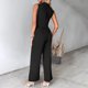 thumbnail image 4 of Trajes de Pantalones Sexy para Mujeres Chaleco de Cuello en V Y Pantalones de Piernas Anchas, Traje de Verano Casual de Color Sólido para el Trabajo Y la Fiesta, 4 of 7