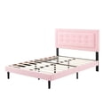 thumbnail image 6 of AENKYO Modern Full Size Upholstered Platform Bed Frame with Velvet Fabric Headboard, No Box Spring Needed, Pink, 6 of 8
