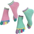 thumbnail image 3 of FOX-TECH Women Yoga Socks, Green / Pink, 2 Pack, 3 of 6