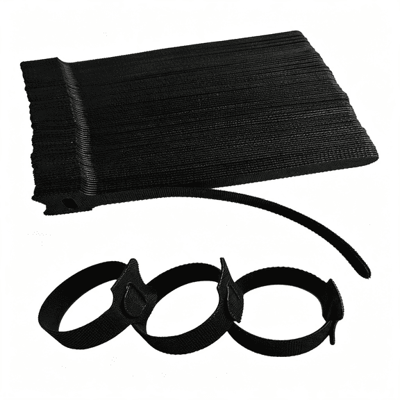 ICERUN 120Pcs 10 Inches Black Reusable Cable Ties,Multi-Purpose Adjustable Cord Straps,Cable Organizer,Cord Wrap&Hook Loop Cords Management,Adjustable Cord Ties for Home,Garden,Office,Data Centers
