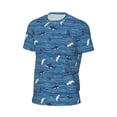 thumbnail image 6 of Wukai Sharks on White Blue Striped Print Men's Short-Sleeved Mesh T-Shirt,Quick-Dry Short Sleeve Workout T-Shirt-Medium, 6 of 8