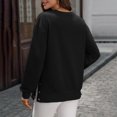 thumbnail image 5 of Women's Side Slit Button Detail Round Neck Sweatshirt, Autumn Winter Solid Color Casual Long Sleeve Pullover Top with Soft Cotton Polyester Blend for Comfortable Relaxed Fit and Street Fashion Black, 5 of 8
