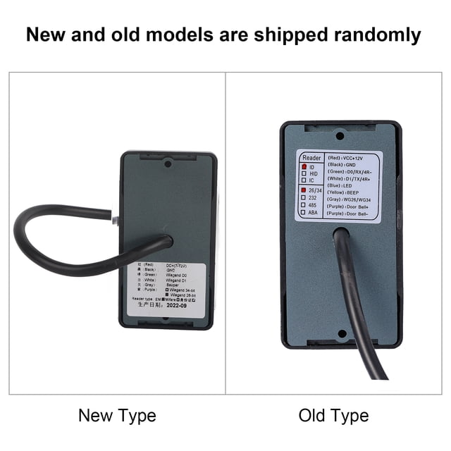 Reader 125KHz, Access Control Reader Contactless ID Card Reader EM4100 Compatible Waterproof Wiegand 26/34 with LED Indicator for Outdoor Security System