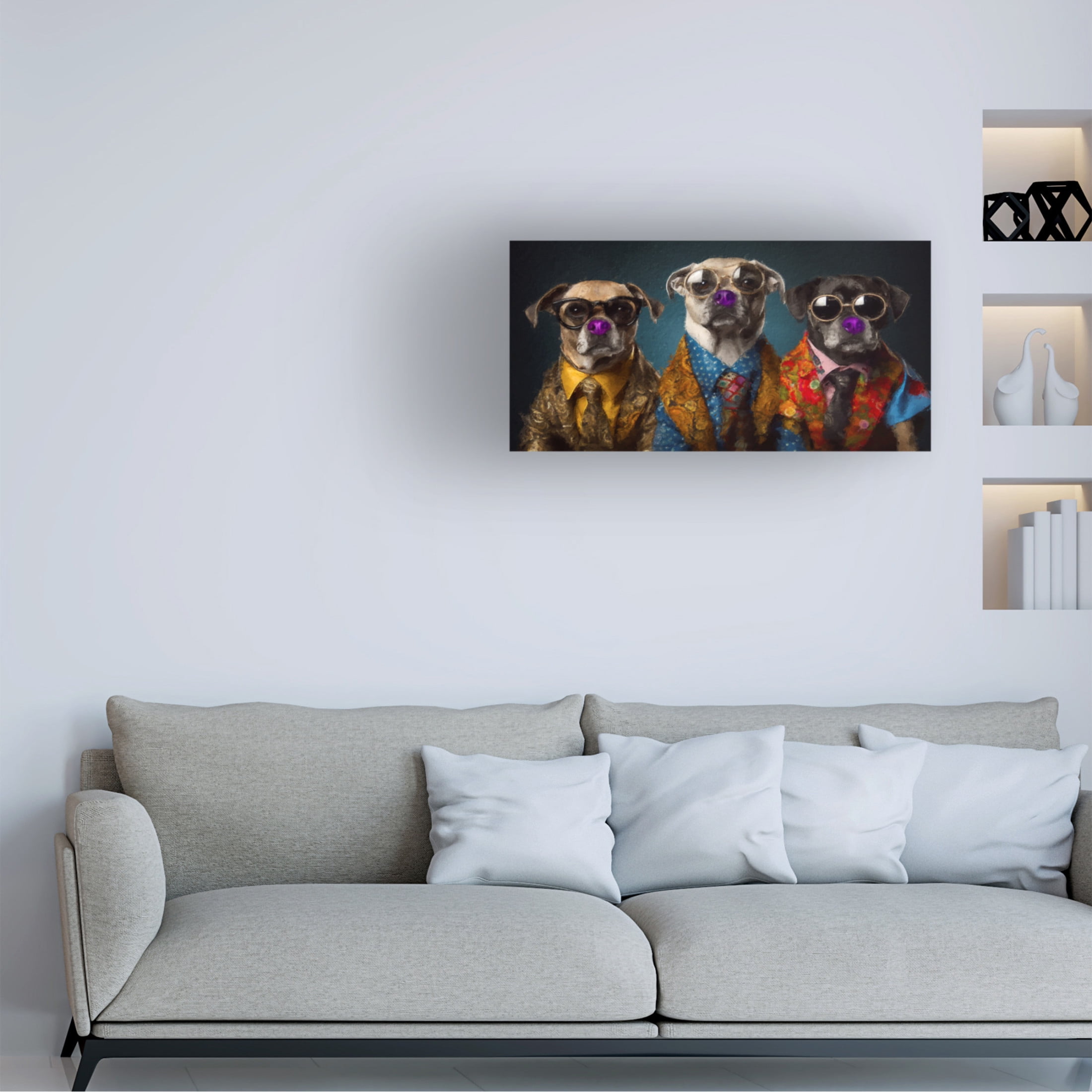 Canvas Wall Art - Sean Parnell 'Disco Dogs' Wall Art for Living Room, Bedroom, or Office Décor by Trademark Fine Art - 32 x 16 Inches