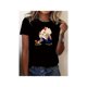 thumbnail image 1 of Women's Cute Cartoon Character Print T-Shirt – Casual, Sporty,All-Season Comfort, Black with Blonde Graphic Top Womenswear summer outfits, 1 of 6