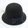 thumbnail image 2 of Dyfzdhu Women Autumn Winter Bow Knot Round Top Casual Fisherman Bucket Cap Small Bowler Hat Black, 2 of 3