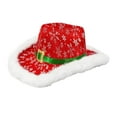 thumbnail image 2 of Sombrero de vaquero navideño, elegante accesorio de disfraz occidental para fiesta temática de carnaval. Copos de nieve blancos, 2 of 8