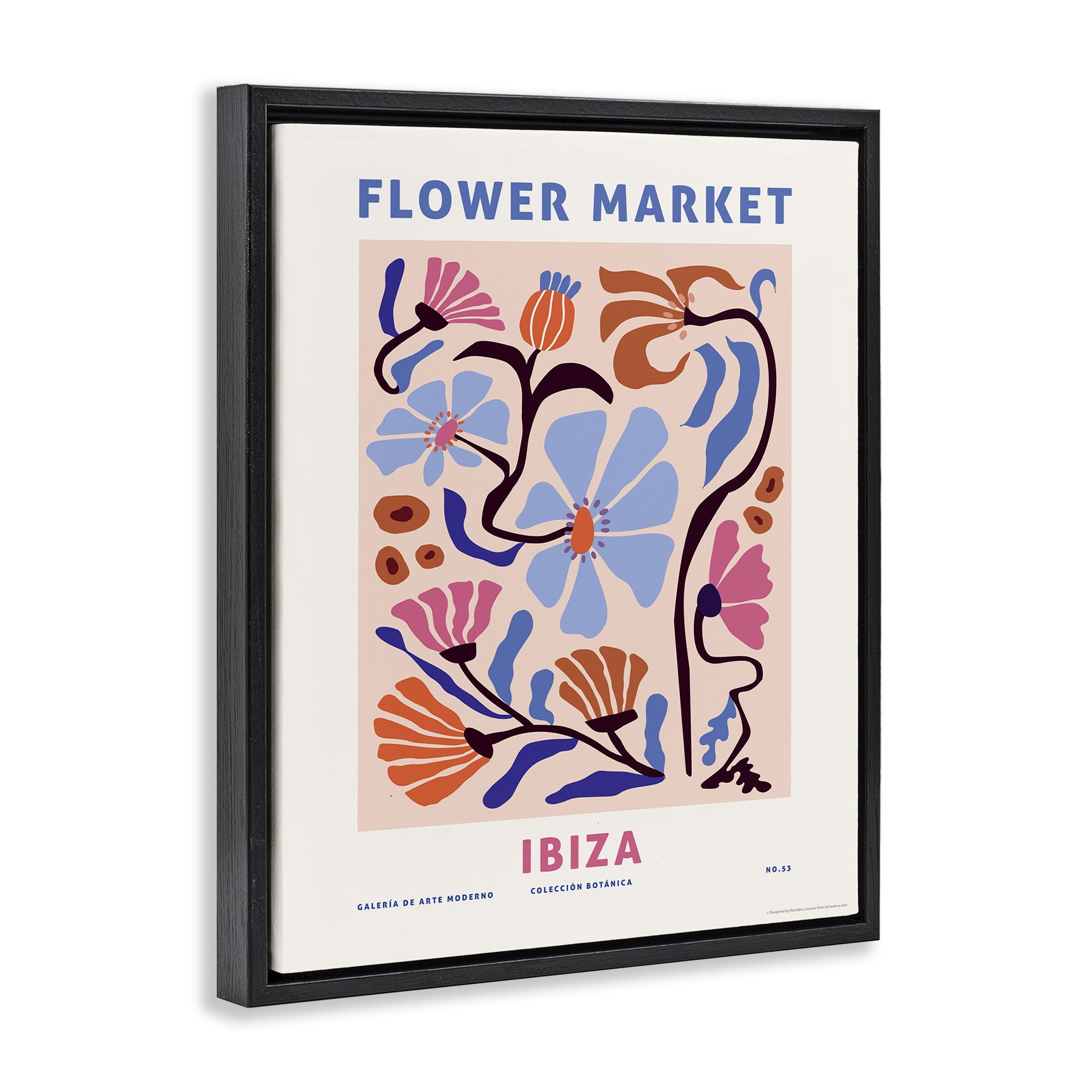 Stupell Industries Ibiza Flower Market Plants & Flowers Painting Black Floater Framed Canvas Art Print Wall Art, 17 x 21