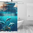 thumbnail image 2 of Rateoe Hawaiian Ship Dolphin Shower Curtain - Fancy Bathroom Shower Curtain Sets - Waterproof Shower Curtain with Hooks with 12 Plastic Hooks 72x72 Inches, 2 of 5