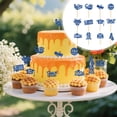 thumbnail image 2 of Graduation Cupcake Toppers Grad Party Decoration Food Picks Congrats Glitter Diploma Cap School Colors Supplies 12 PCS Blue, 2 of 8