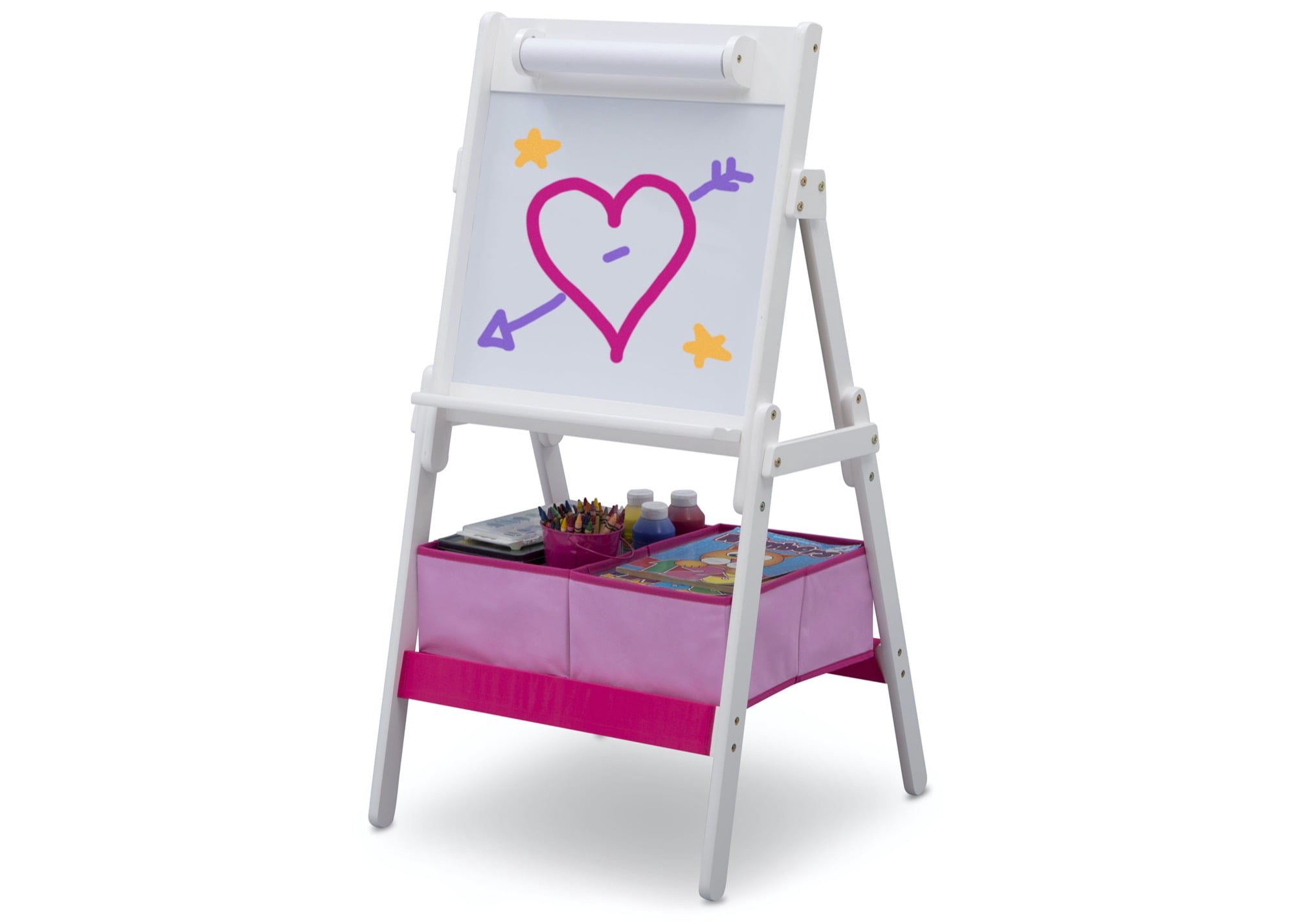 Delta Children Classic Kids Whiteboard/Dry Erase Easel with Storage, Bianca White