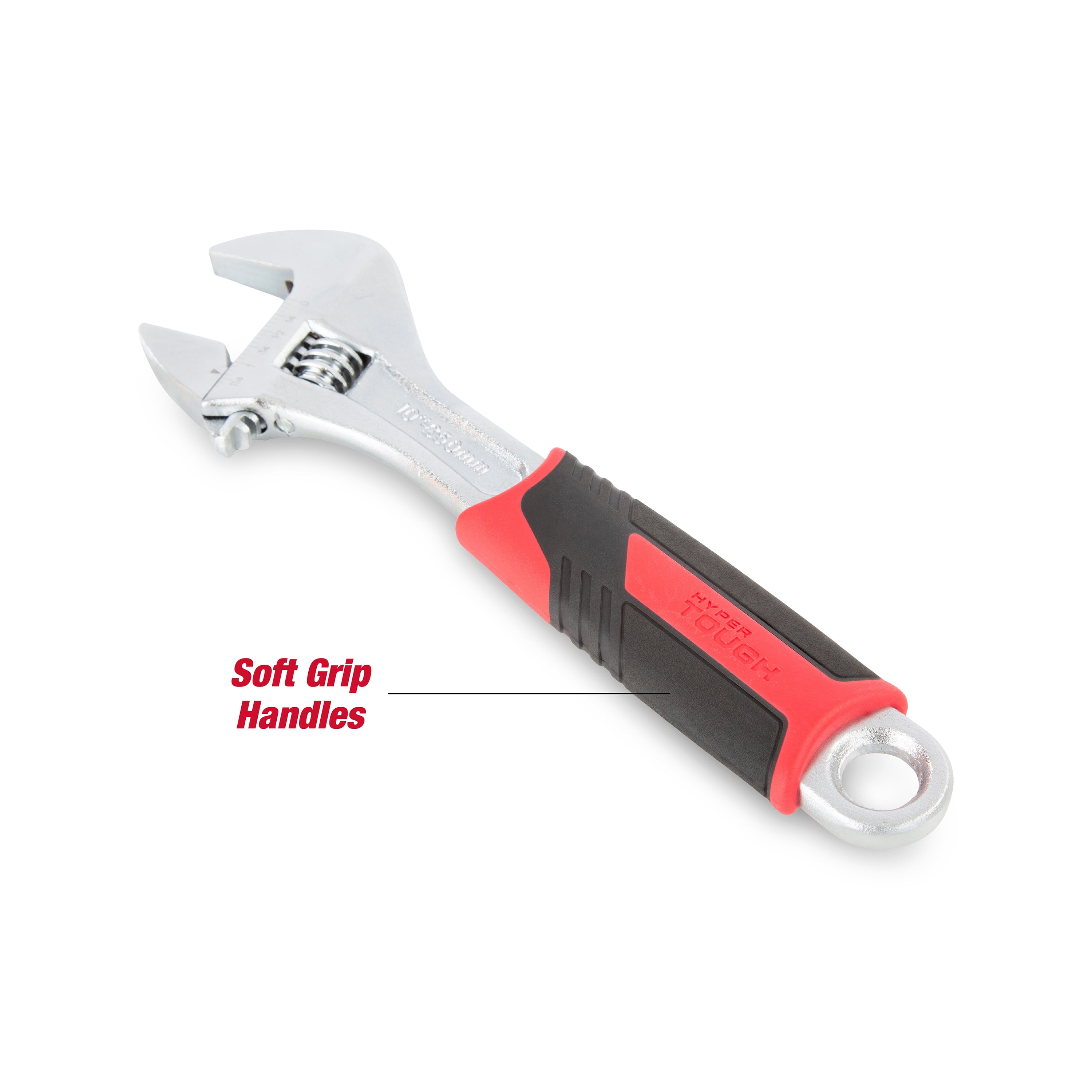Hyper Tough 10-Inch Adjustable Wrench with Ergonomic Soft Grip