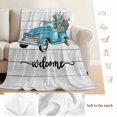 thumbnail image 5 of Blue Truck Blanket Soft Cozy Warm Throw Blanket for Couch, Plush Fuzzy Flannel Fleece Blankets for Sofa, Sunmmer Car Tropical Plants Cactus Wooden Bed Blankets Lightweight Gifts for Women, 50"x80", 5 of 9