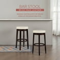 thumbnail image 5 of Linon Maya 31" Rice White Faux Leather Swivel Bar Stool in Brown Wooden Frame, 5 of 14