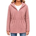 thumbnail image 3 of OGLCCG Girls Fleece Jacket with Hood Full Zip Fuzzy Sherpa Coat Long Sleeve Fall Winter Outwear with Pockets,Drawstring Waist(Pink,6-7 Years), 3 of 8