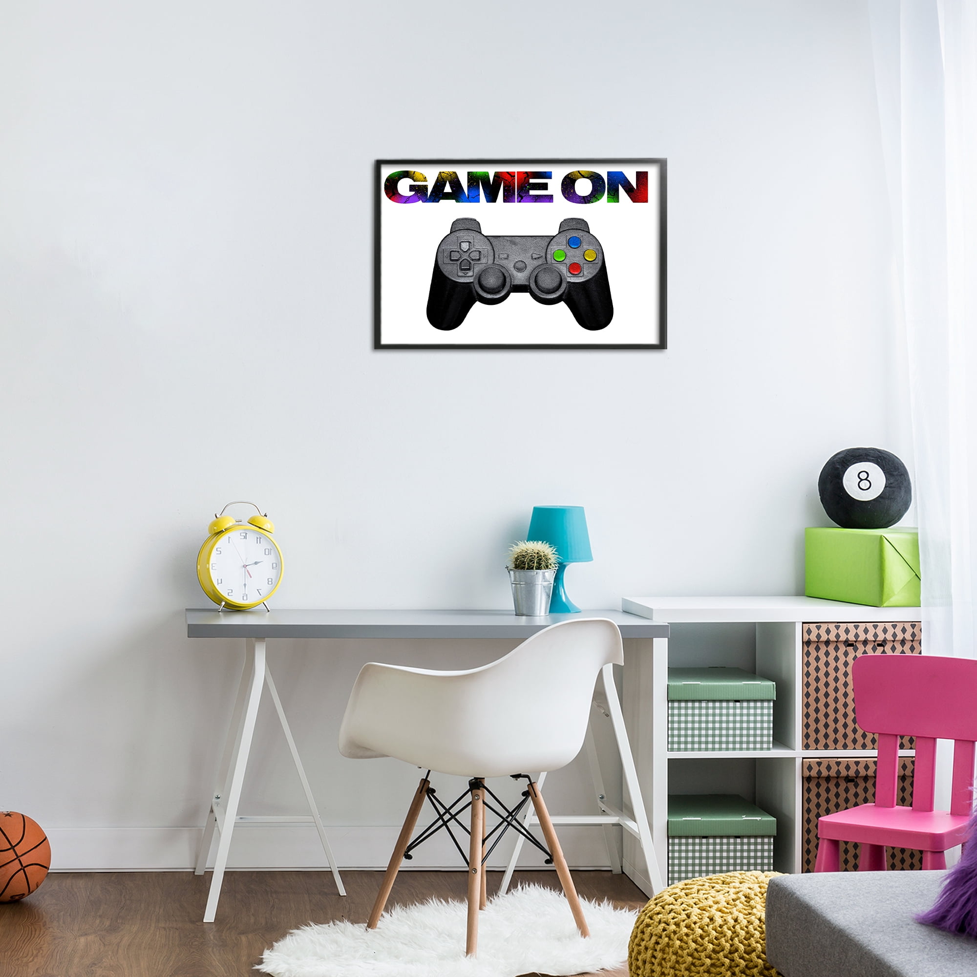 Stupell Industries Controller Game On Splatter Black Framed Giclee Art, design by Marcus Prime