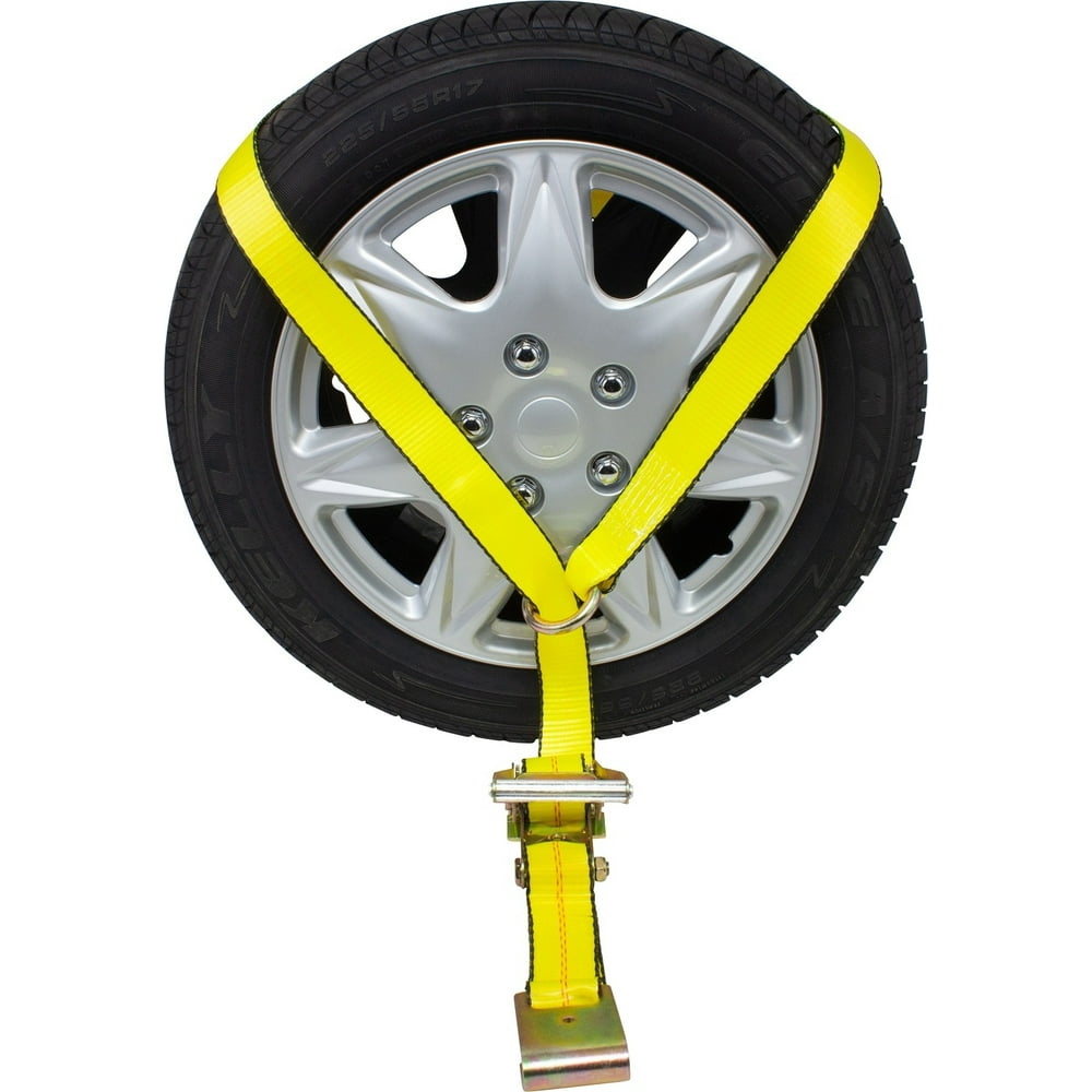 2"x14' Lasso Ratchet Strap Flat Hook Wheel Net Auto Tow Towing Tie Down