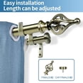thumbnail image 2 of Urbanest Adjustable Double Curtain Rod Set Portia Flat Button Finials – 1″ Front & 3/4″ Back Rod With Antique Brass Rod, 48–84 Inches, 2 of 6