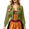thumbnail image 6 of Arlun 3D Cherry Cropped Cardigan Sweater for Women Classic Crew Neck Open Front Long Sleeve Chunky Cardigans Cute Trendy Fall Winter Button down Short Outerwear, 6 of 6