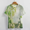thumbnail image 3 of Blossoming Paris Eiffel Tower Women's Short Sleeve Tops Casual Blouses T Shirt, 3 of 6