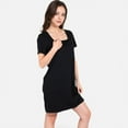 thumbnail image 2 of Women's Square Neck Short Sleeve Shift Dress with Front Pockets - Medium, Black, 2 of 6
