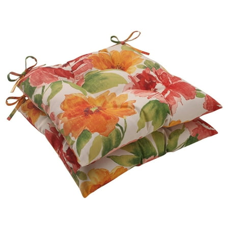Pillow Perfect Outdoor/ Indoor Primro Orange Wrought Iron Seat Cushion (Set of 2)