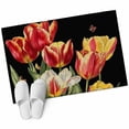 thumbnail image 2 of Rectangle Area Rug 2x3ft, Colorful Tulip Flower on Black Non-Slip Non-Shedding Floor Mat, Watercolor Floral Butterfly Washable Sturdy Carpet for Living Room Bedroom Home Decor, 2 of 9
