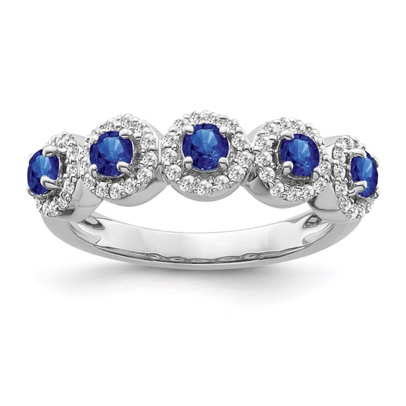 Araiya Fine Jewelry Sterling Silver Diamond and Blue Sapphire Halo Ring (1/4 cttw, I-J Color, I2-I3 Clarity) Size 9.5