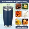 thumbnail image 2 of 20oz Tumbler with Lid Stainless Steel Insulated Tumblers Travel Coffee Tumbler Bulk Double Wall Vacuum Insulated Water Cup  for Women Men Her Him Home Office  (Navy Blue), 2 of 8