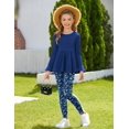 thumbnail image 5 of Arshiner Girls 2 Piece Clothing Set Floral Ruffle Hem Bell Sleeve Top and Leggings Fall Winter Outfits, 5 of 6