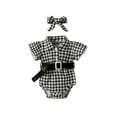 thumbnail image 1 of Bagilaanoe Summer Newborn Baby Girl Jumpsuit Set M 6M 12M 18M 24M Print Casual Fly-sleeve Rompers with Belt and Headband, 1 of 9