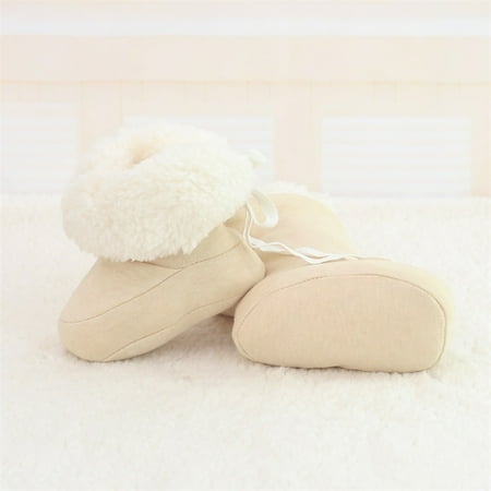 

Journey Infant Baby Autumn Winter Boots for Girls Boys Cozy Lamb Wool Warm Booties Anti-Slip Soft Thickening Sole Shoes Footwear(Pure Brown )