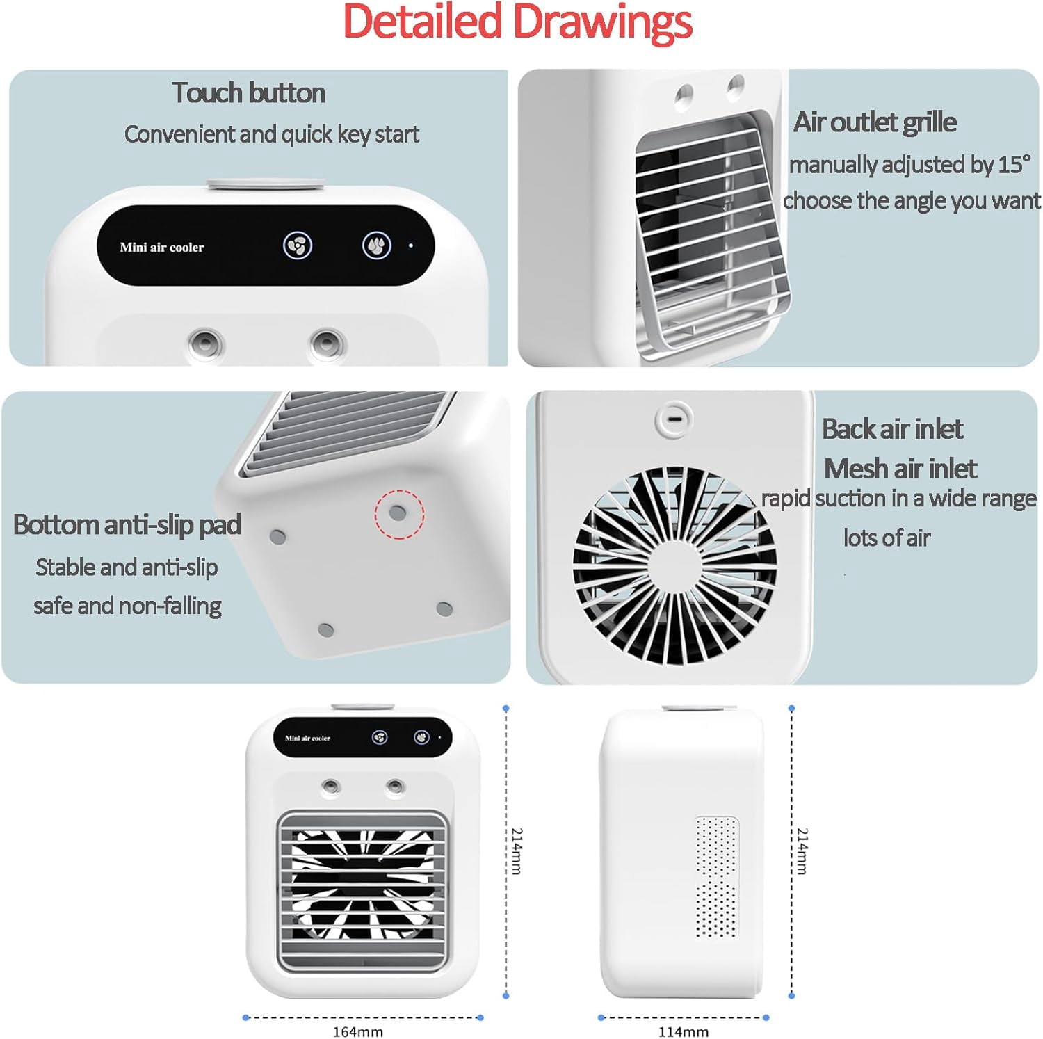 Mini Spray Air Conditioning Fan,Desk Fan with Cold Water Tank,Silent Desktop Cooling Fan, USB Rechargeable,Portable Home Office Car Small Air Cooler