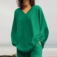 thumbnail image 7 of DTBPRQ 2 Piece Outfits Lounge Sets for Womens Plain Cotton Linen Set Loungewear Long Sleeve Tops and Joggers Sweatpants Sweats Track Suits Set, 7 of 7