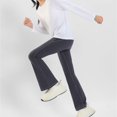 thumbnail image 2 of KAUOD Girls Stretchy Yoga Uniform Pants Kids Plain Soft Flare Trousers High Waist Skinny Straight Pull on Pants with Pockets, 2 of 6