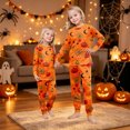 thumbnail image 5 of Family Matching Halloween Pajamas Set Bat Candy Crew Neck Funny Pajamas Spider Web Witch Hat Long Sleeve Horror Loungewear, Kids:8 Years, 5 of 9