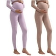 thumbnail image 2 of Spazoro Maternity Leggings, Stretchy Winter Plush Thickened 2-Pack Over the Belly Pregnancy Yoga Pants Activewear Purple, 2 of 3