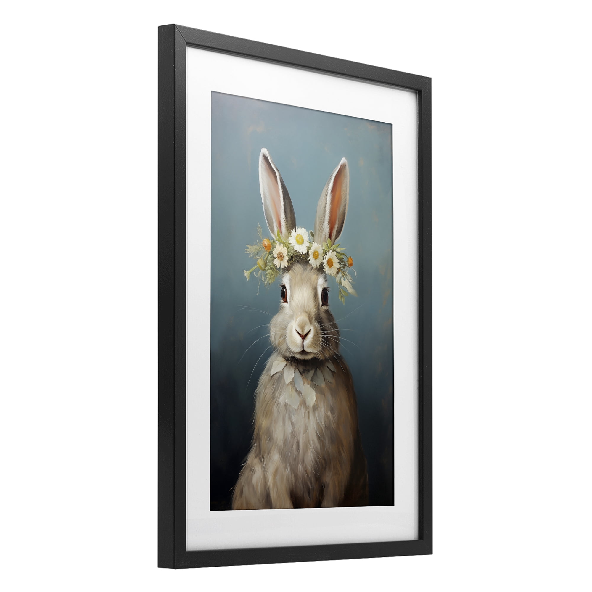Stupell Industries Daisy Crowned Bunny Portrait Black Framed Print Under Glass, design by Heidi Kuntz