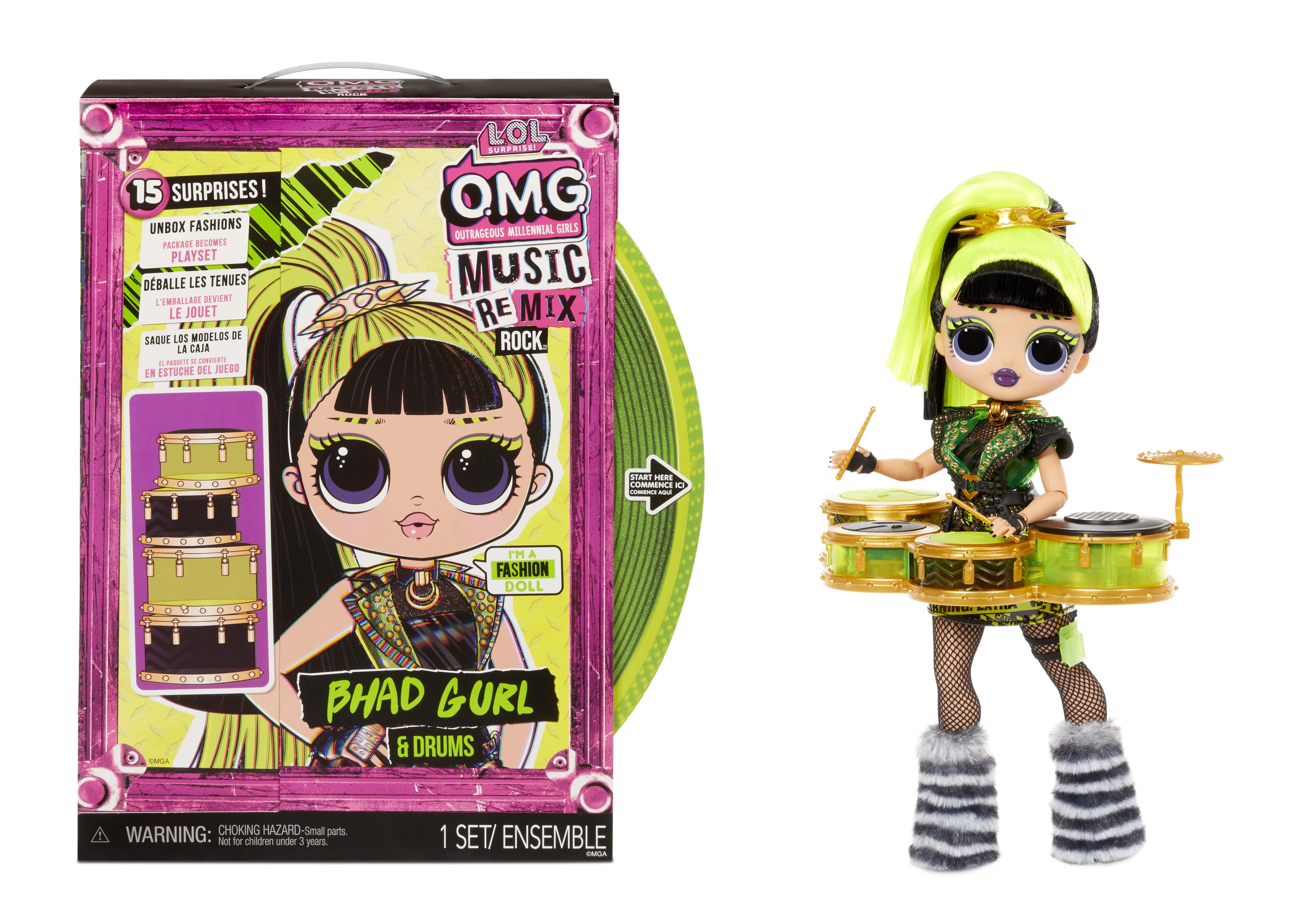 Buy LOL Surprise Omg Remix Rock Bhad Gurl Fashion Doll With 15 Surprises  Including Drums, Outfit, Shoes, Hair Brush, Doll Stand, Lyric Magazine, And  Record Player Package - for Girls Ages 4