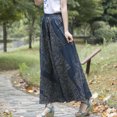 thumbnail image 3 of Mujeres Boho Floral Vintage Falda larga Tallas grandes con cintura elástica Bolsillos laterales Abanopi Falda, 3 of 7