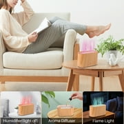 BCOOSS Essential Oil Diffuser Aromatherapy Aroma Air Diffuser with Flame Light, Wood Grain