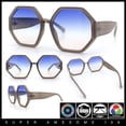 thumbnail image 3 of Womens Octagonal Oversized Retro Chic Fashion Double Rim Sunglasses Beige - Blue Beige, 3 of 8