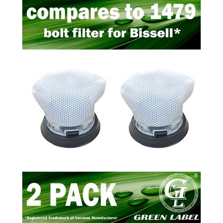 Filter Boost - 2 Pack for Bissell Bolt Vacuum Filter (compares to 1479, 1604734) for ION 2 in 1 Cordless Vacuum 1312. Genuine Green Label Product