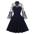 thumbnail image 1 of Vestido de fiesta de noche con bola Rockabilly vintage de manga larga de malla para mujer-e, 1 of 3