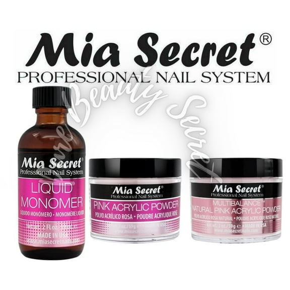 Mia Secret Liquid Monomer 2 oz and Powder 2 oz x 2 (PINK   NATURAL PINK)
