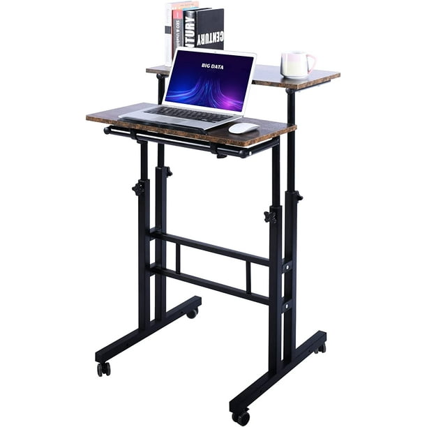 AIZ Standing Desk Adjustable Computer Desk Rolling Laptop Cart on